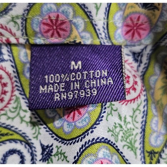 Alan Flusser Size Medium Men's Cotton Paisley Colorful Button Down Dress Shirt - Picture 4 of 10